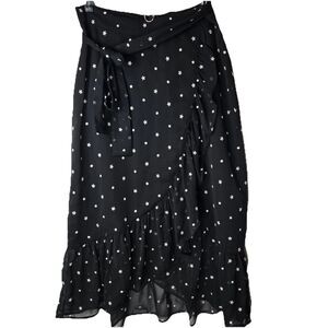 Ann Taylor Black Embroidered Ruffle Midi Skirt 2